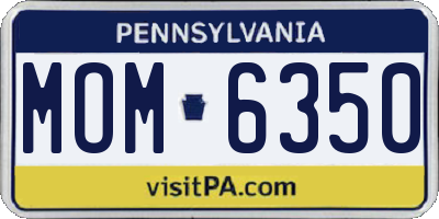 PA license plate MOM6350