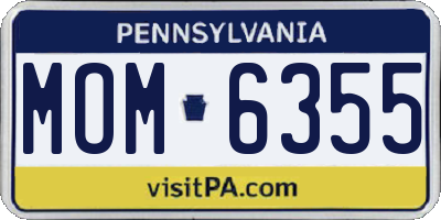 PA license plate MOM6355
