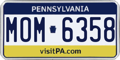 PA license plate MOM6358