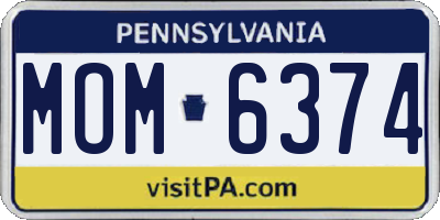PA license plate MOM6374