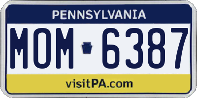 PA license plate MOM6387