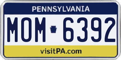 PA license plate MOM6392
