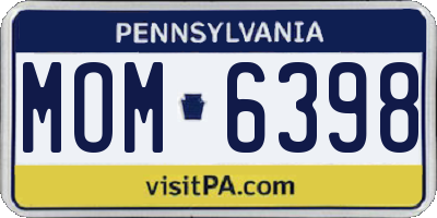 PA license plate MOM6398