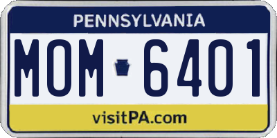 PA license plate MOM6401