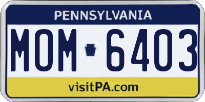 PA license plate MOM6403