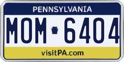 PA license plate MOM6404