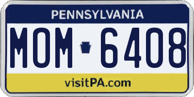 PA license plate MOM6408