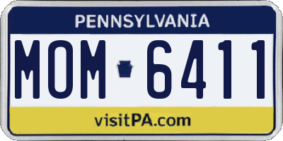 PA license plate MOM6411