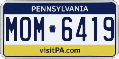PA license plate MOM6419