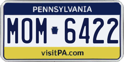 PA license plate MOM6422