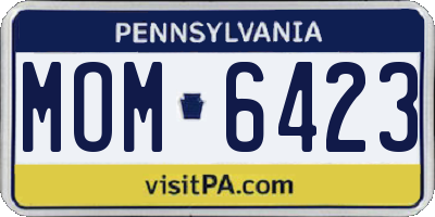 PA license plate MOM6423
