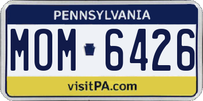 PA license plate MOM6426