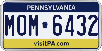 PA license plate MOM6432