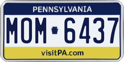 PA license plate MOM6437