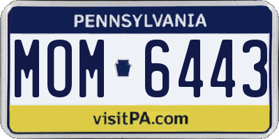 PA license plate MOM6443