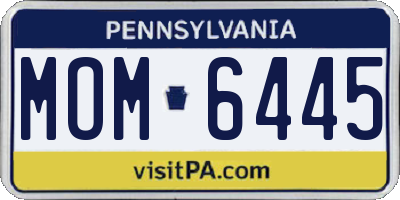 PA license plate MOM6445