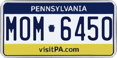 PA license plate MOM6450
