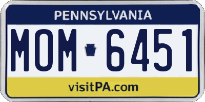 PA license plate MOM6451