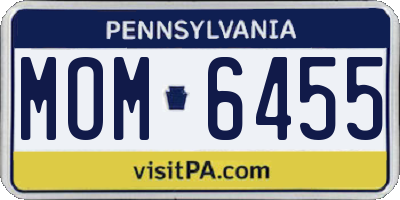 PA license plate MOM6455