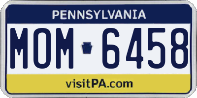 PA license plate MOM6458