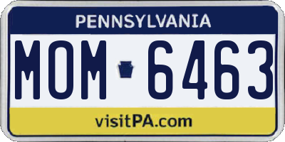 PA license plate MOM6463
