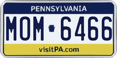 PA license plate MOM6466