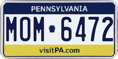 PA license plate MOM6472
