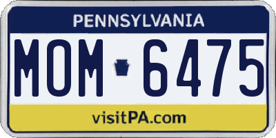 PA license plate MOM6475