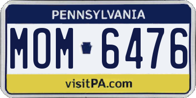 PA license plate MOM6476
