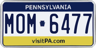 PA license plate MOM6477