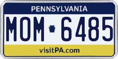 PA license plate MOM6485