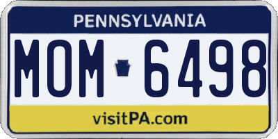 PA license plate MOM6498