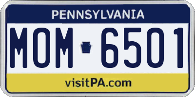 PA license plate MOM6501