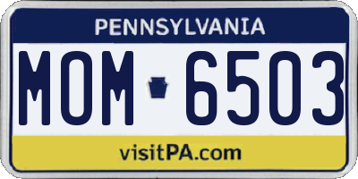 PA license plate MOM6503