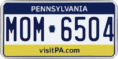 PA license plate MOM6504