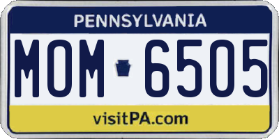 PA license plate MOM6505