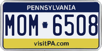 PA license plate MOM6508