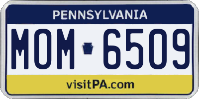 PA license plate MOM6509