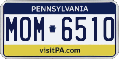 PA license plate MOM6510