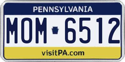 PA license plate MOM6512