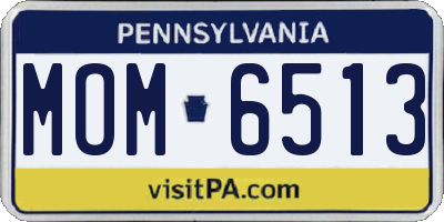 PA license plate MOM6513
