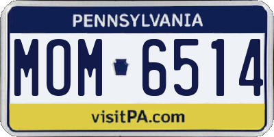 PA license plate MOM6514
