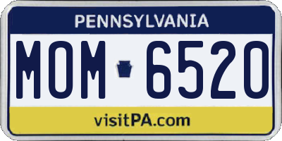 PA license plate MOM6520
