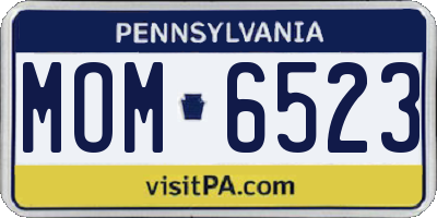PA license plate MOM6523