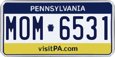 PA license plate MOM6531