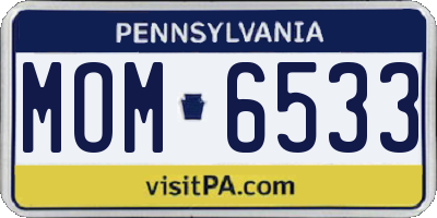 PA license plate MOM6533
