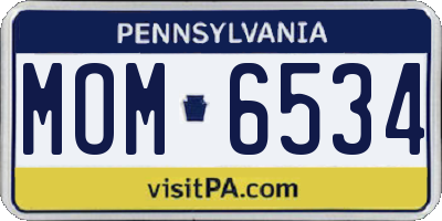 PA license plate MOM6534