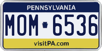 PA license plate MOM6536