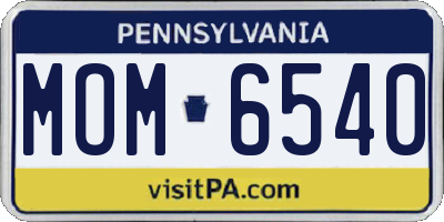 PA license plate MOM6540