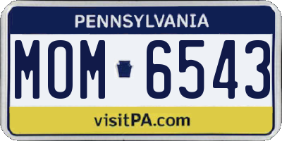 PA license plate MOM6543